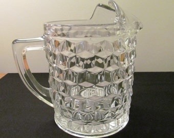 Fostoria Pitcher with ice lip crystal American pattern, 70 oz Vintage 1940s