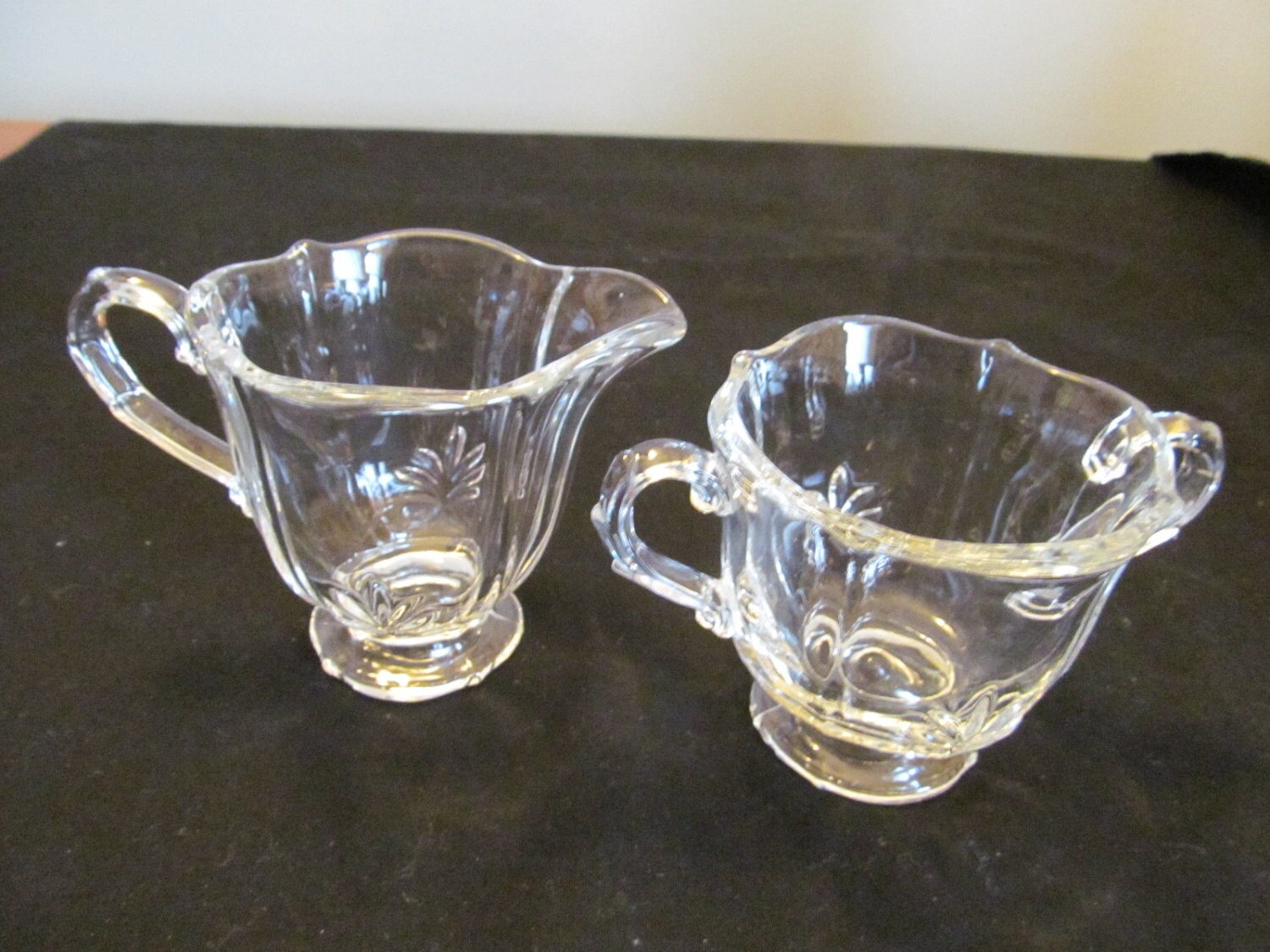 Fostoria creamer & sugar footed set Baroque Depression Glass
