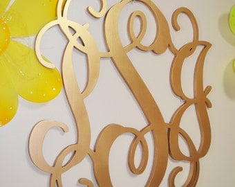20 inch PAINTED Wooden Monogram Letters, wood monogram, guest book, GOLD paint