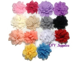 You pick color - Chiffon fabric flowers - diy supplies - fabric flowers ...