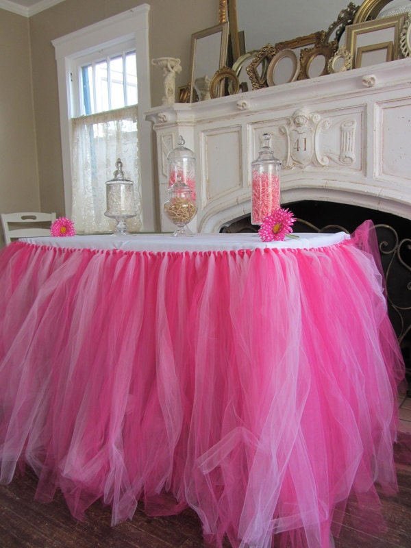 coral tulle table skirt
