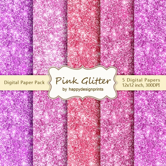 Pink Glitter Texture Digital Paper Pack of 5 300dpi