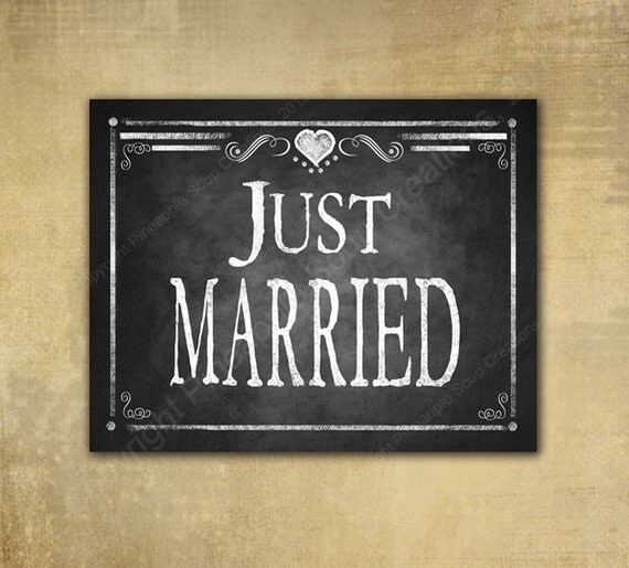 Printable JUST MARRIED sign instant download by PSPrintables