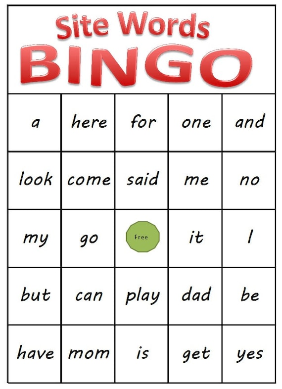 Kindergarten Sight Word Bingo Printable Download