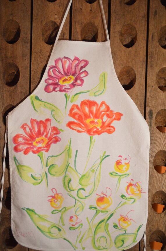 Hand Painted Apron Floral