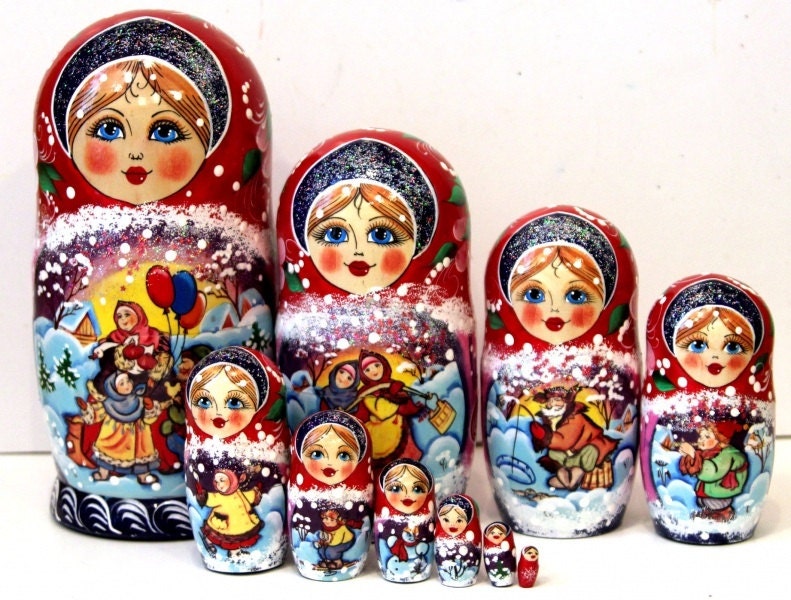 Nesting doll Christmas Joy Russian doll 10 pcs matryoshka