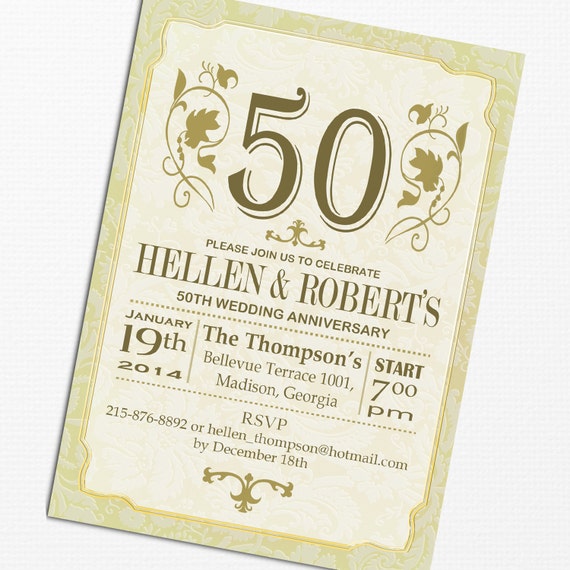 Printable 50Th Wedding Anniversary Invitations 2