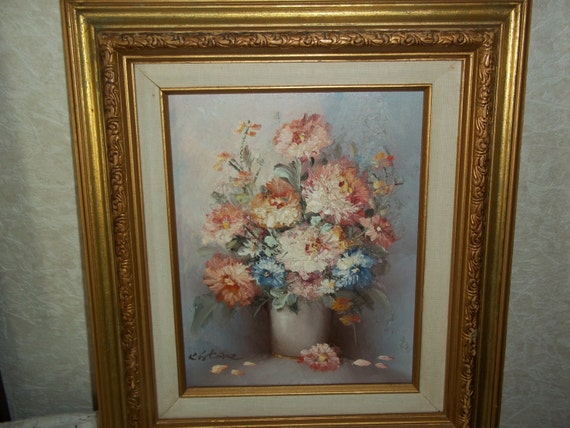 Vintage Floral Bouquet Wall Hanging K.stone Artist