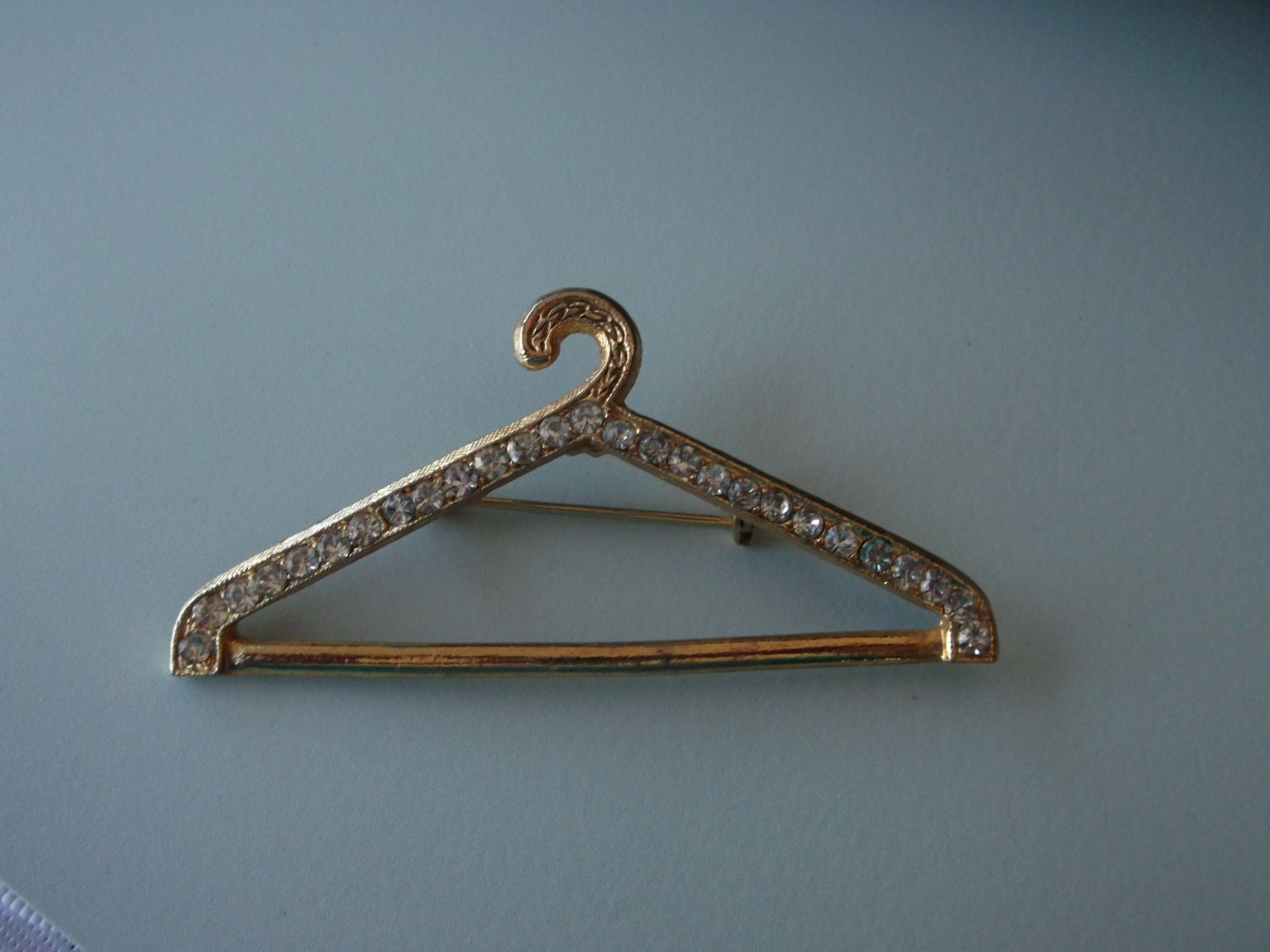 Vintage Rinestone Studded Clothes Hanger Pin Brooch