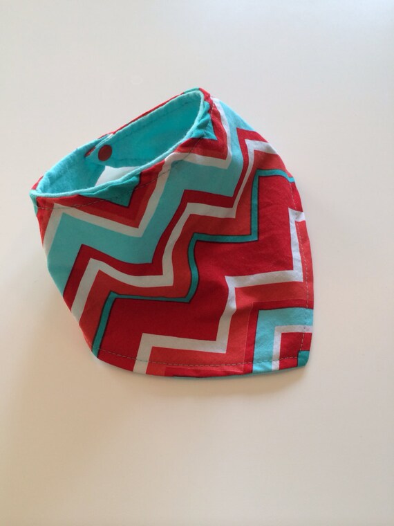 Items similar to BEST Bandana Bib teal & red chevron on Etsy