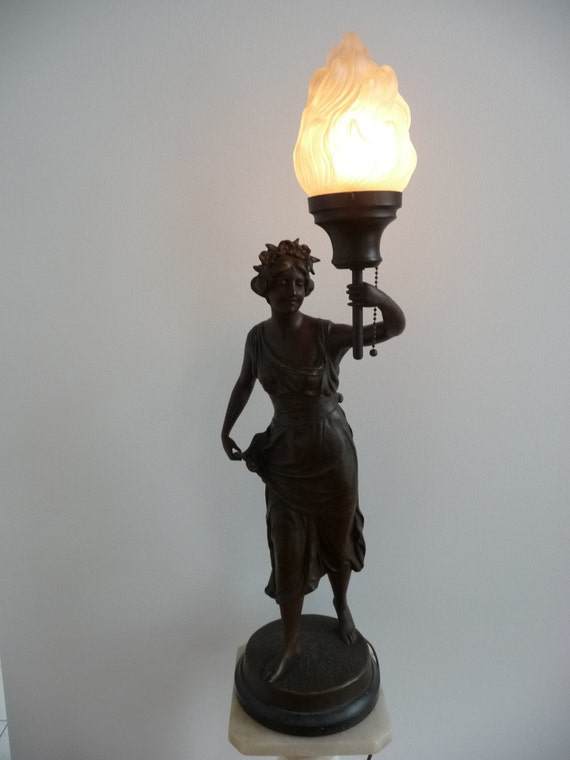 spelter lady lamp