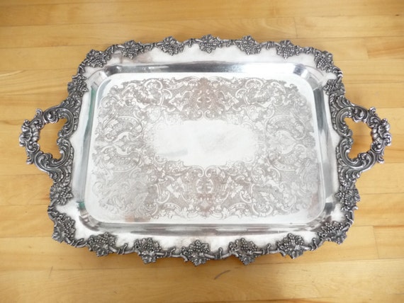 Antique Silver Plated Tray marked Old English Reproduction