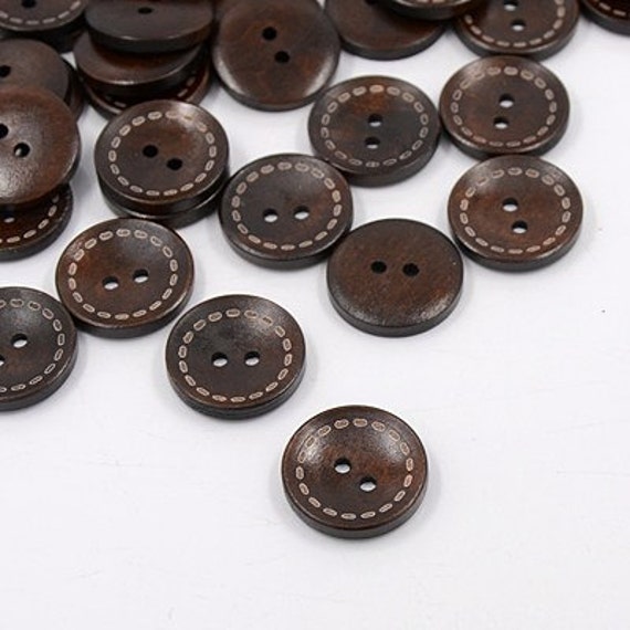6 pcs Wooden Buttons Flat 25mm 2 Hole