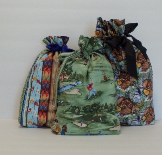Golf Themed Fabric Gift Bags by HandyGrams on Etsy