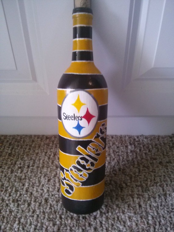 items similar to pittsburgh steelers hand painted wine items similar to pittsburgh steelers hand painted wine