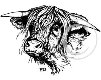 Highland Cow - Fine Art Sepia Glass Fusing decals - 10 pack