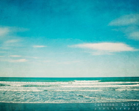 Teal beach photograph teal turquoise aqua white waves