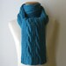 Chunky Scarf, Cable Knit Scarf, Cerulean Blue Wool, Hand Knitted Scarf, Long Scarf, Wrap Scarf, Cute Scarf, Winter Accessories, SALE