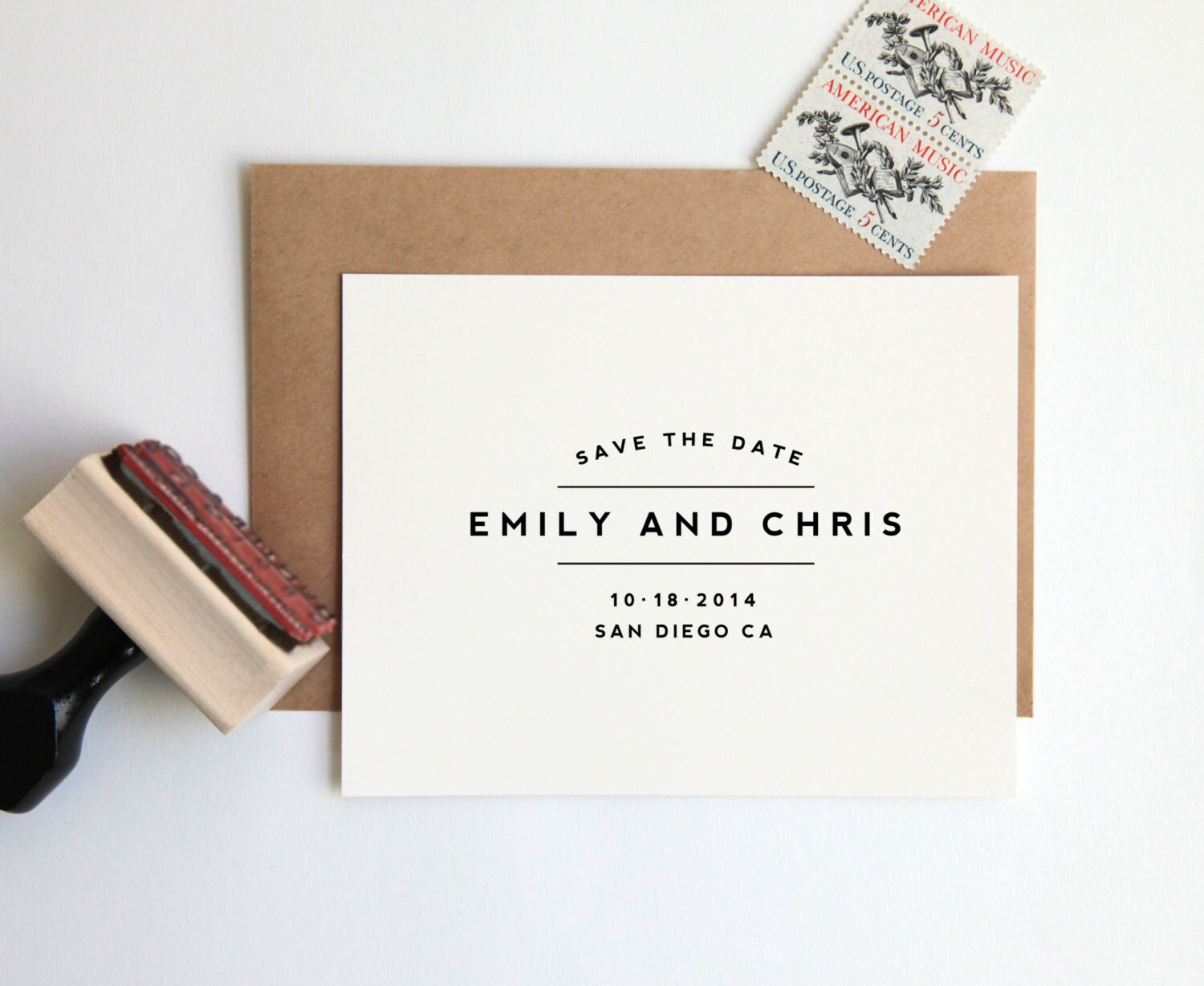 NEW Save the Date Stamp Custom Wedding Rubber Stamp Wood