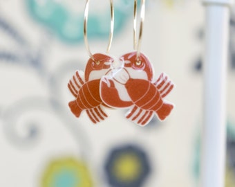 Red Lobster Earrings, Nautical jewelry