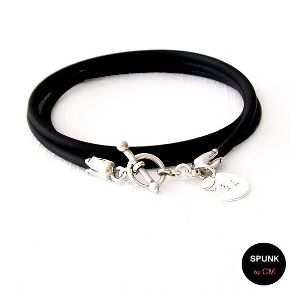 Round Rubber Bracelet Personalized Handstamped by SPUNKbyCM