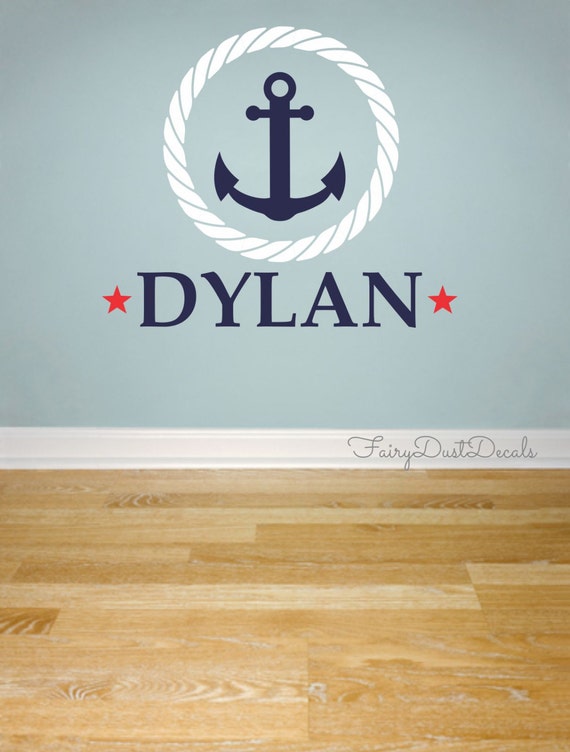 Items similar to Anchor Wall Decal with Boy name personalized