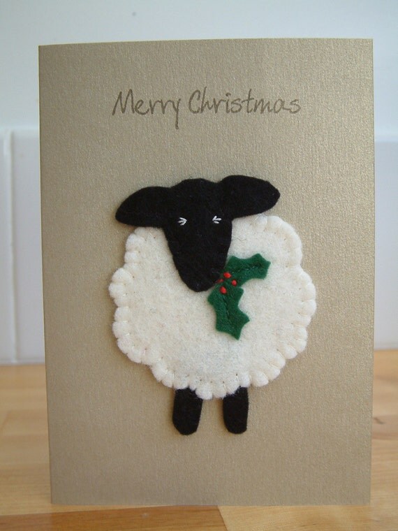 Christmas Card Festive Sheep Yule Merry by MichelleGood on Etsy