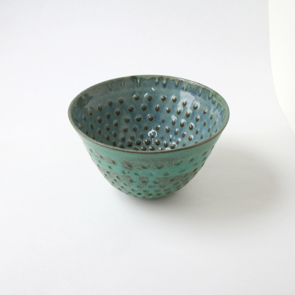 Decorative Ceramic Bowl Blue and Green Bowl Geometric