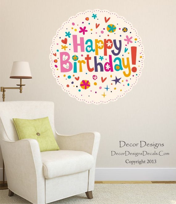 Happy Birthday Wall Decal happy birthday birthday by DecorDesigns