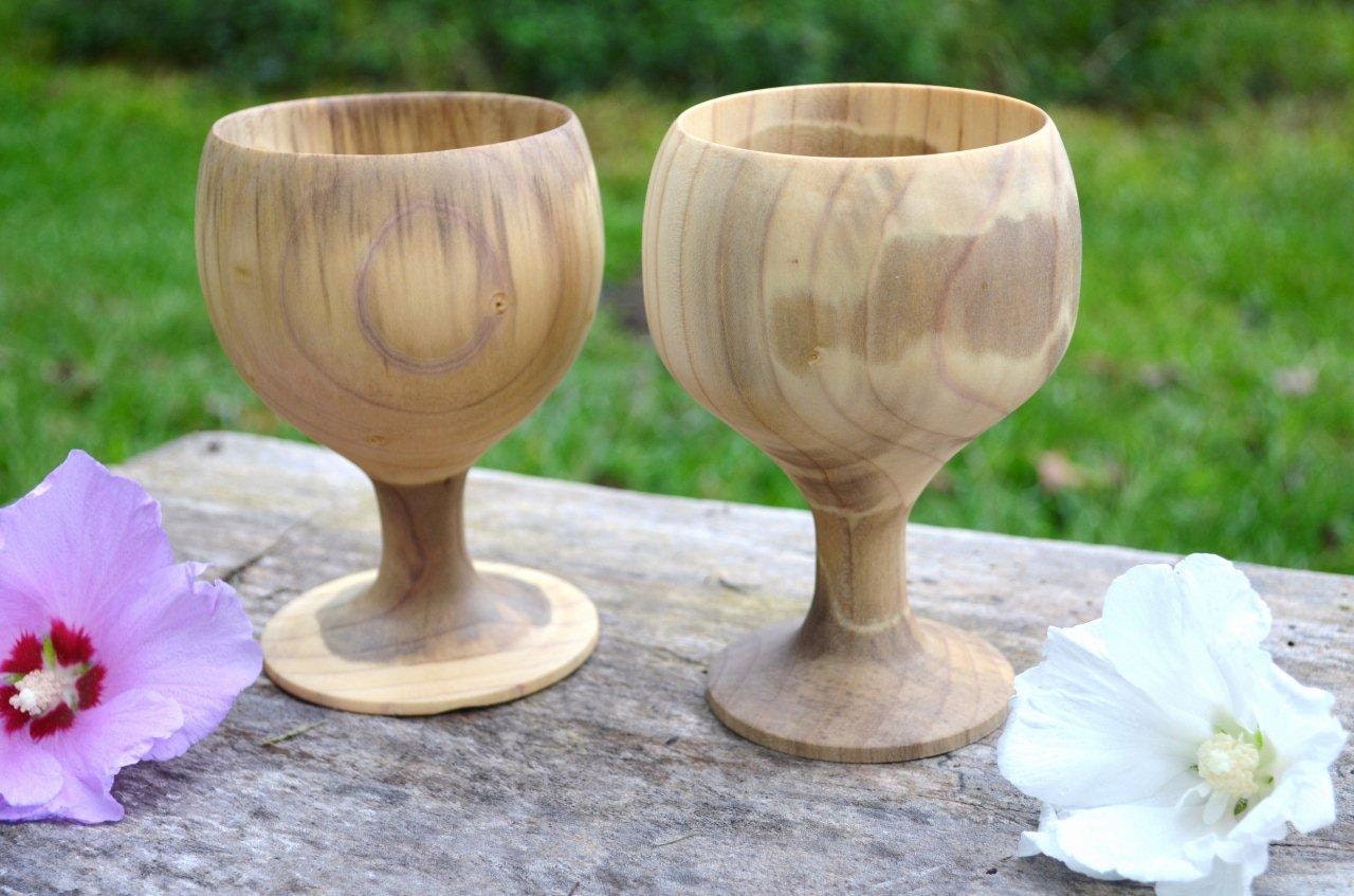 Wood goblets set of two Southern Magnolia hand turned wood