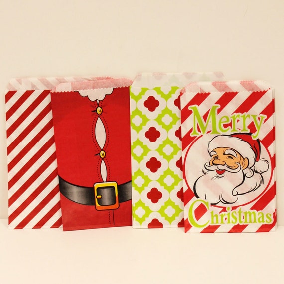 Items similar to Paper Bags, 24 Christmas Party Assorted Favor Bags