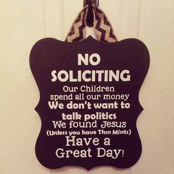 items similar to funny no soliciting sign black with