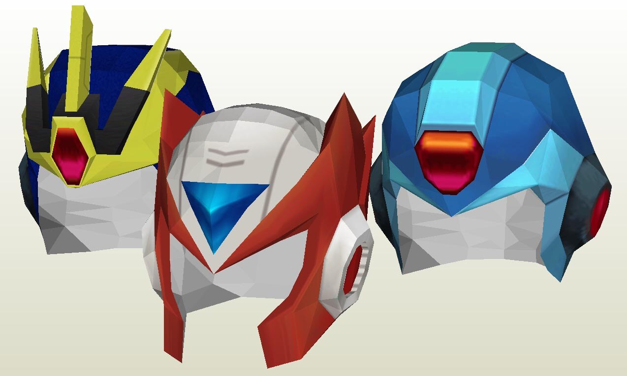 Megaman X Papercraft Patterns All X & Zero Helmets Cosplay