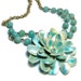 Flower Statement Pendant, Upcycled Jewelry, Mint Aqua