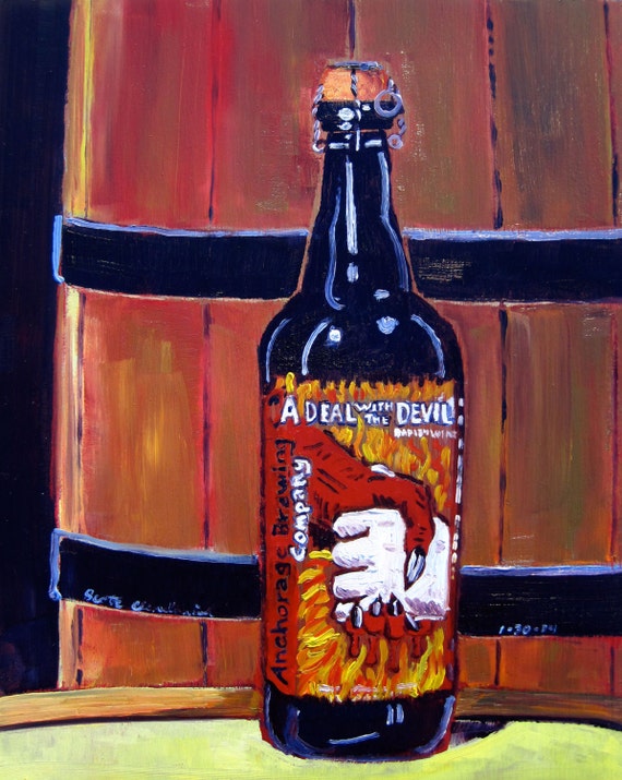 Beer Art Print of A Deal with the Devil by RealArtIsBetter on Etsy