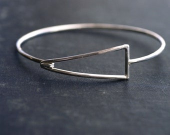 Geometric Sterling Silver Hook Bangle
