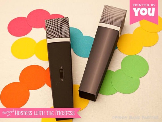 MICROPHONE Favor Box (Black): DIY Printable PDF - Instant Download Il_570xn