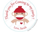 Sock Monkey stickers Party Personalized Sock Monkey PRINTED round Stickers, tags, Labels or Envelope Seals A797 Il_170x135
