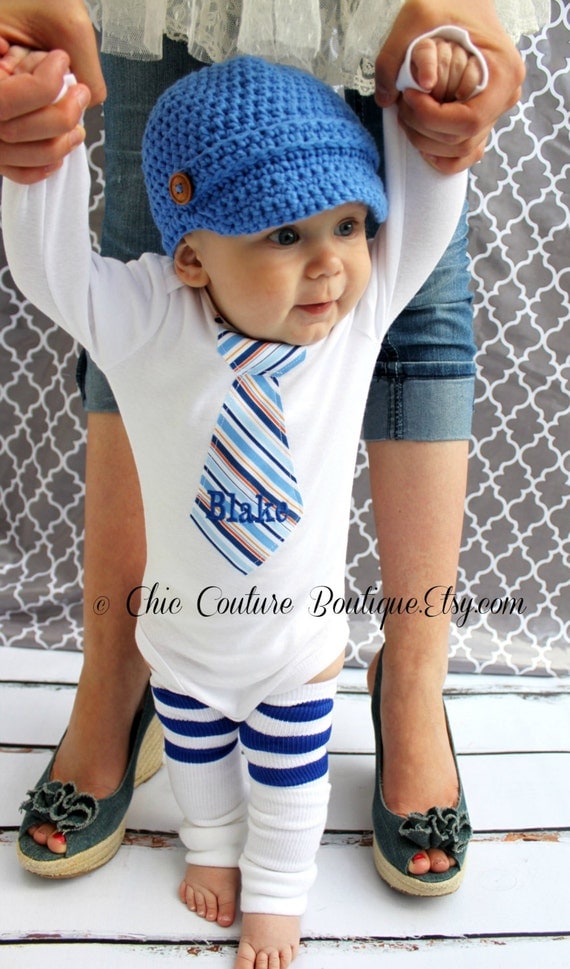 Items similar to Baby Boy Father's Day Outfit! Personalized Tie Bodysuit & Leg Warmers. Shades