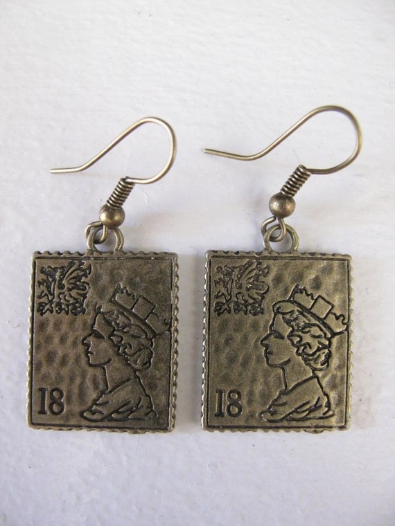 Items similar to Postage Stamp Earrings // Travel Jewelry // Spring and
