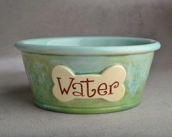 Dog Bowl Single Personalized Made To Order Smooth Dog Bowl by Symmetrical Pottery