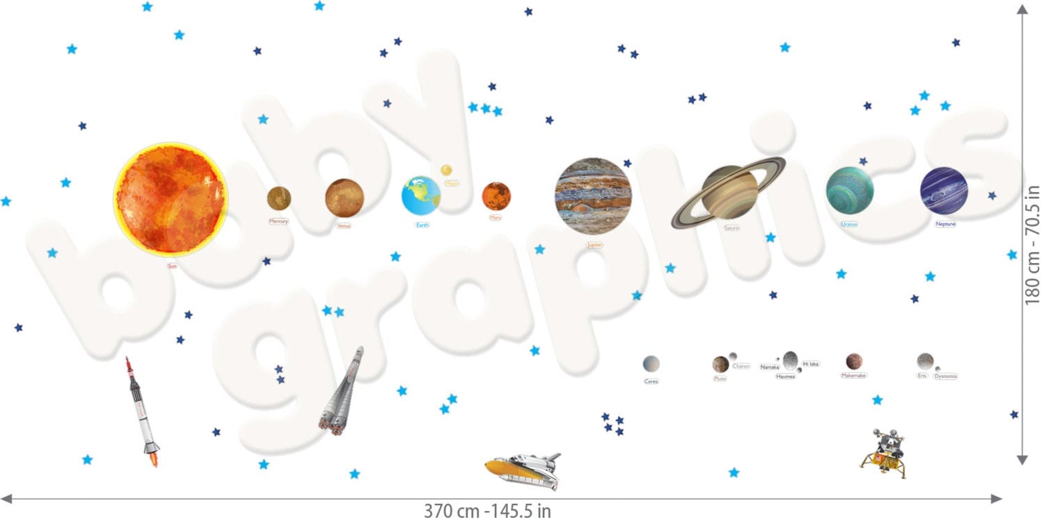 Large Solar System Wall Decals Removable Vinyl & Fabric all