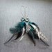 Long Feather Earrings Metallic Blue Teal Eyes Long Dangle Earrings Hippie Boho Earrings Fun Fashion Jewelry