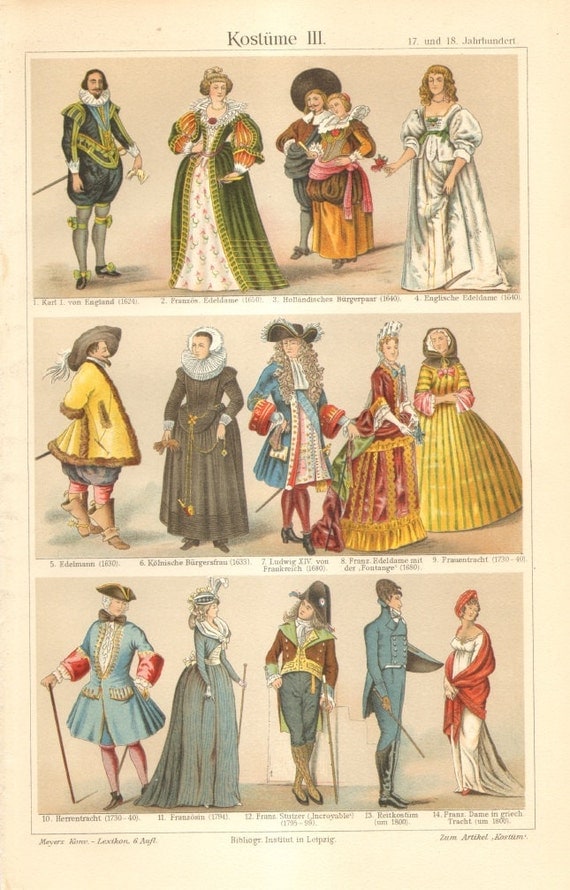 1904 European Noble Costumes 17-19th Century England