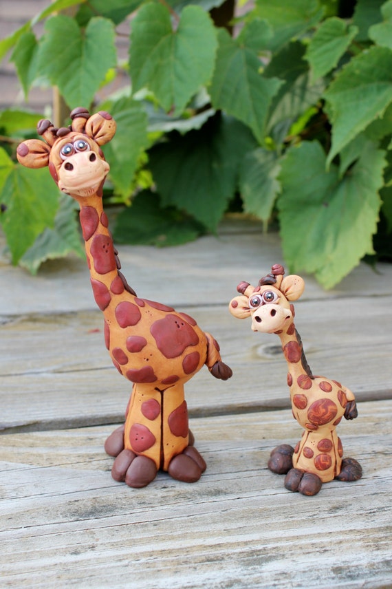 Giraffe Polymer Clay Sculpture by mirandascritters on Etsy