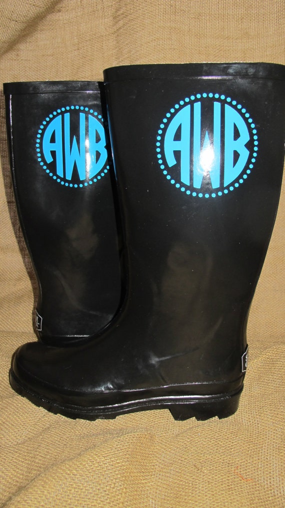 women's monogrammed rain boots