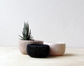Felted bowl - Beige cream black star - Organic eco-friendly - wool nesting bowls - desk organizer - theYarnKitchen