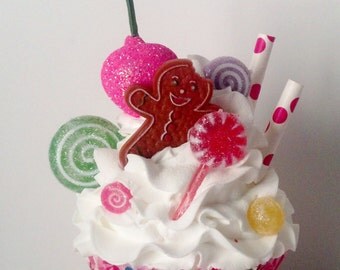 Candy Land Fake Cupcake Photo Prop With Gingerbread Boy Lollipops ...