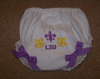 LSU Diaper Cover / Fleur de Lis / Purple & Gold / LSU Baby / Tigers / Newborn / Infant / Baby / Girl / Toddler / Custom Boutique Clothing