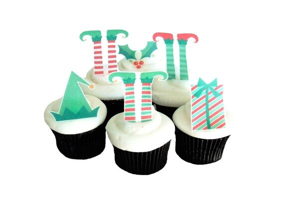 Download Christmas Decorations for Cakes and Cupcakes - Edible Elf Toppers - DIY Holiday Decor by ...